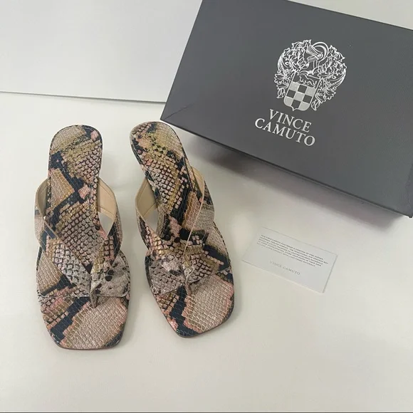 Vince Camuto Snake Skin Pattern Saresta Thong Sandal New In Box - Picture 3 of 14